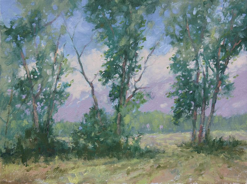 line of trees being tossed by a breeze, Patricia Scarborough Artist, Nebraska Artist