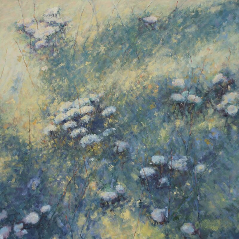 blue shadows cross a meadow of gold, Patricia Scarborough Artist, Nebraska Artist