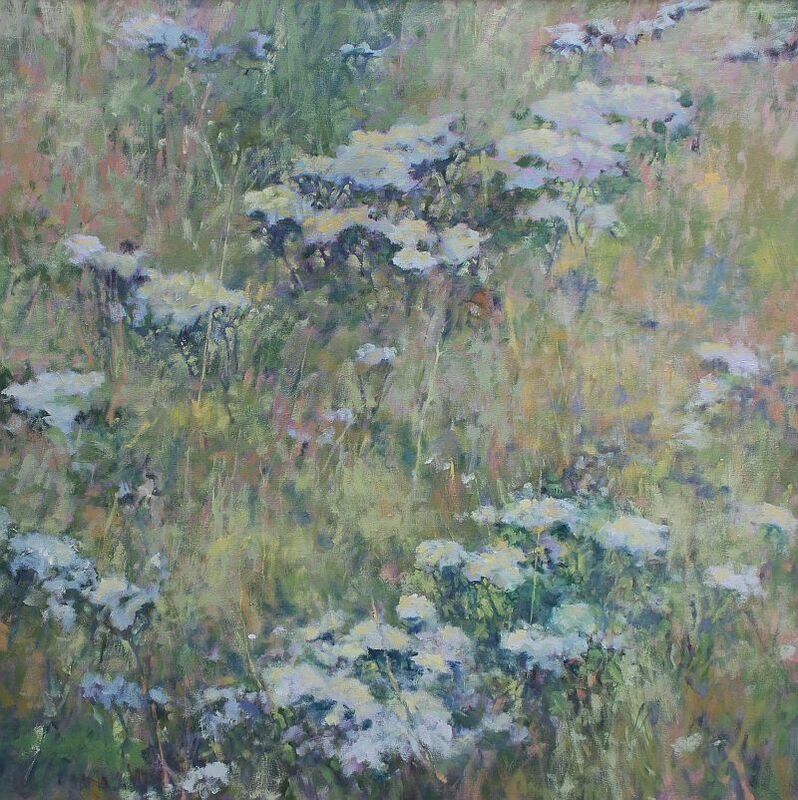 flowers in a grassy field, Patricia Scarborough Artist, Nebraska artist