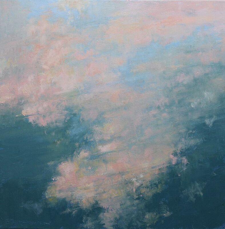 pink clouds reflected in still water, Patricia Scarborough Artist, Nebraska Artist