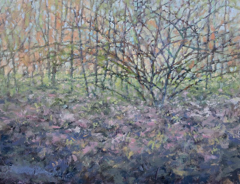 tangled trees within a plum thicket, Patricia Scarborough Artist, Nebraska Artist